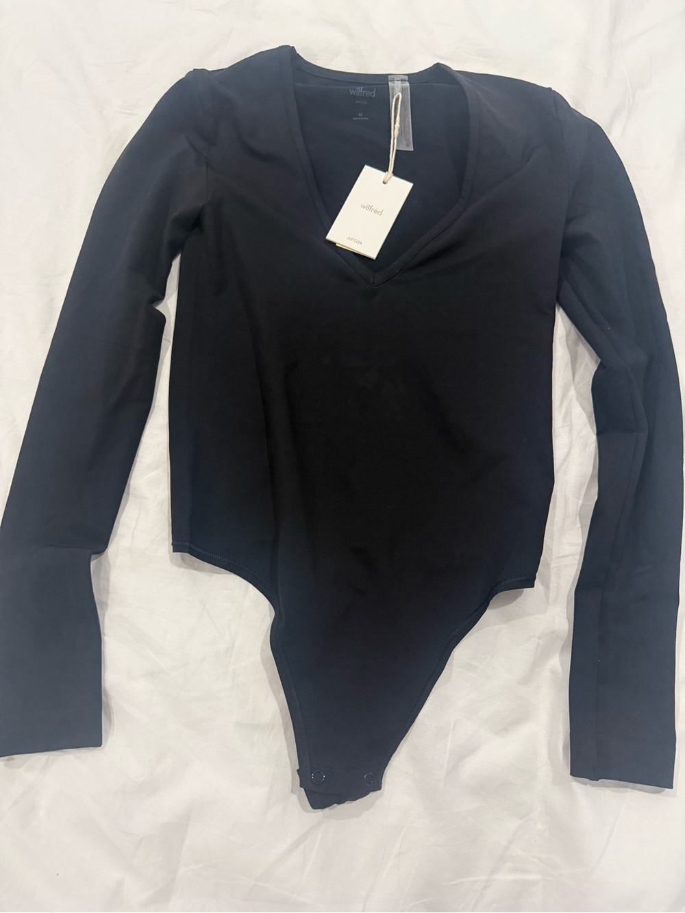 Wilfred Black Long-Sleeve V-Neck Kids One-Piece Bodysuit